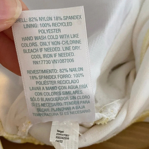 Sz. L Kona Sol Women's Striped Square Neck One Piece Swimsuit Yellow (JJ3) - Picture 7 of 15